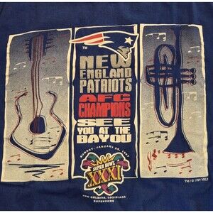 New England Patriots 1997 AFC Champs for Superbowl XXXI See You At The Bayou XL